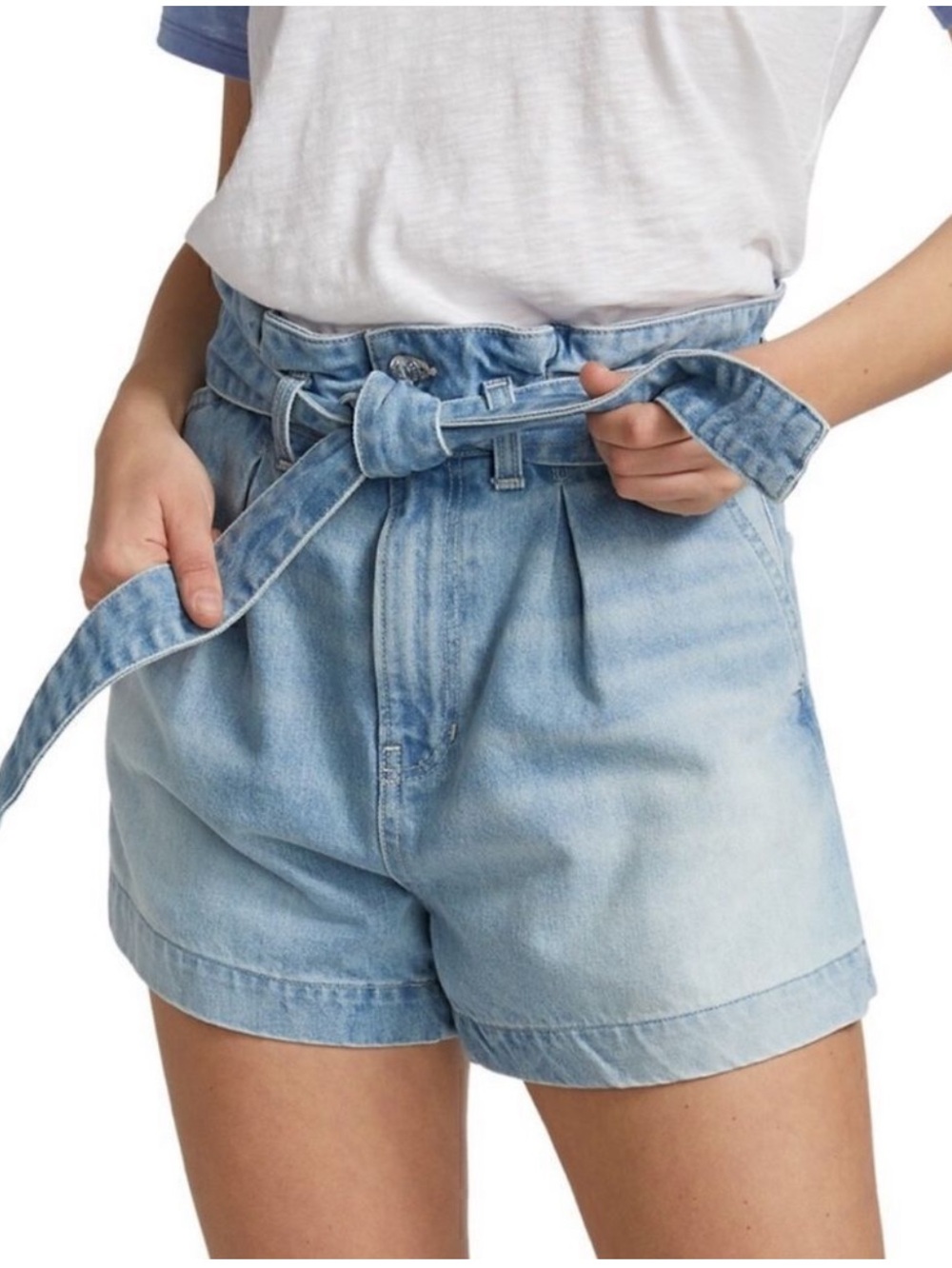 Veronica Beard shorts Nori paperbag waist denim blue size 26/2